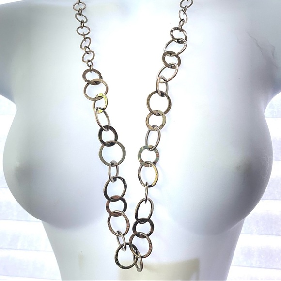 Gunmetal Link Long Necklace - Picture 9 of 9